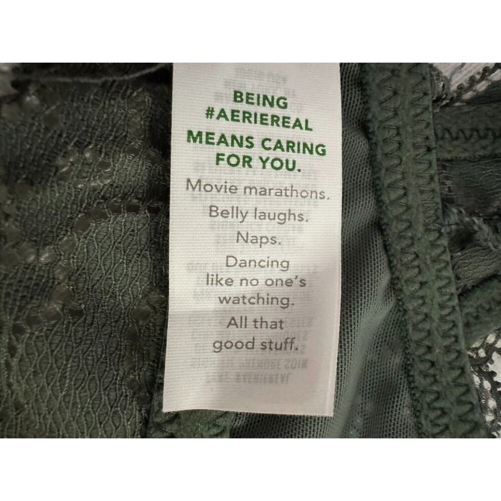 Aerie Women Bralette Bra Olive Green 34D Strappy Lace Floral Padded Non Wire NWT - Picture 5 of 5